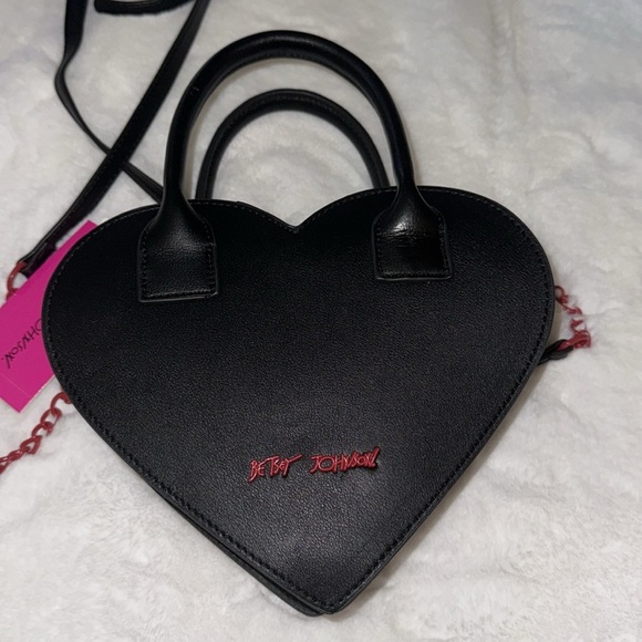 Betsey Johnson Black and Red Heart Crossbody Purse ♥️🖤♥️🖤 - Picture 12 of 13